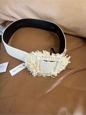 Woven Fringe Statement Belt  off white  Oscar de Larenta
